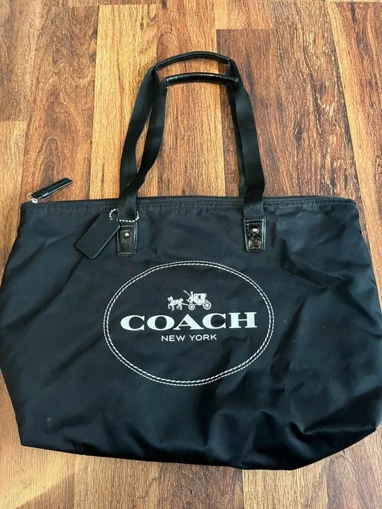 Coach Black Tote with White Logo - Picture 1 of 3